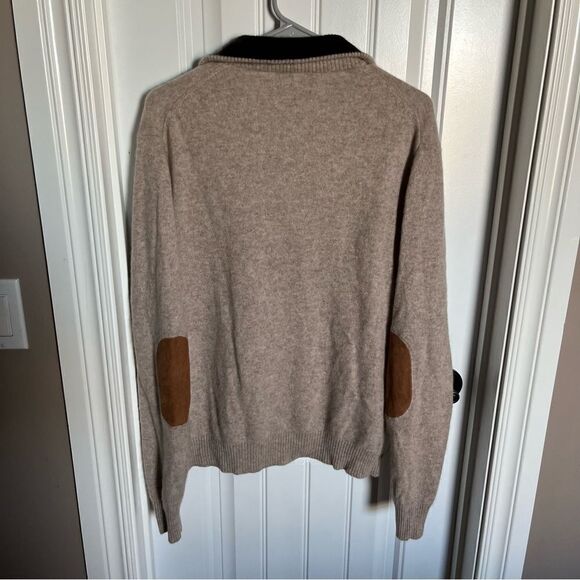 Alan Flusser 2-ply Cashmere Sweater Half Zip Tan - Picture 5 of 7